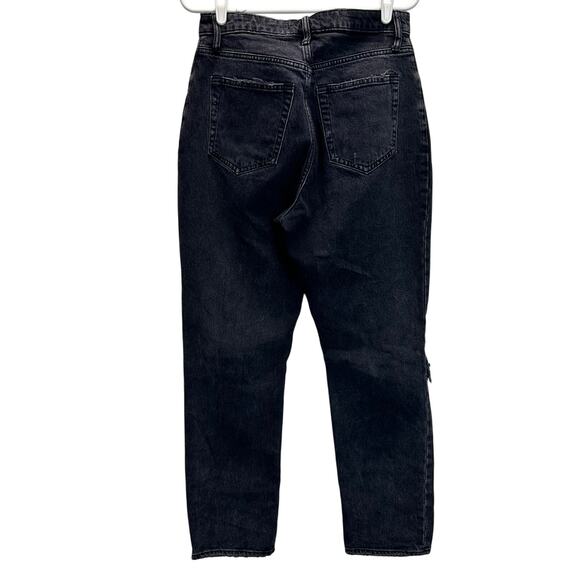 Abercrombie & Fitch The Dad High Rise Jeans Black Busted Knee 28 or 6 - Picture 1 of 14